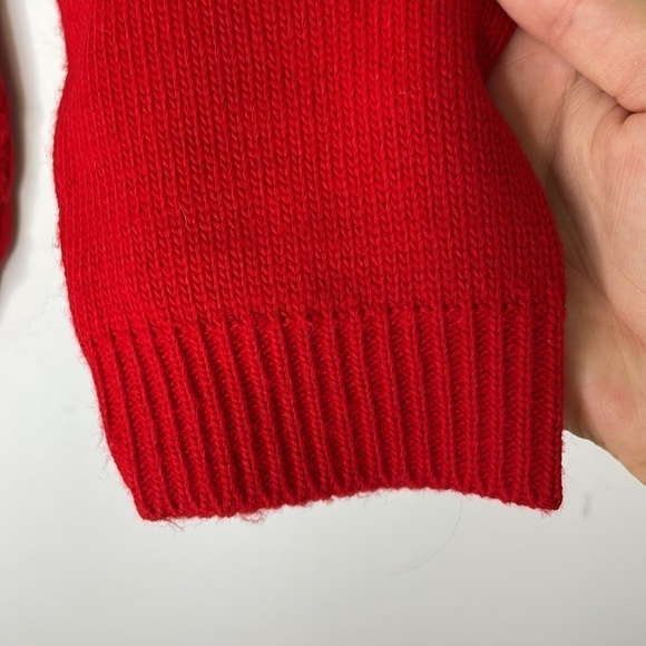 VINTAGE granny needle stitch graphic red knit - Picture 6 of 8